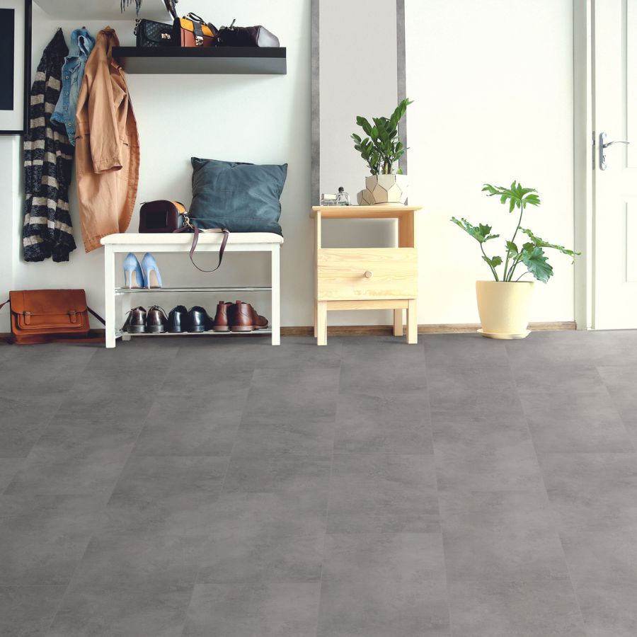 grey tile flooring in an entryway